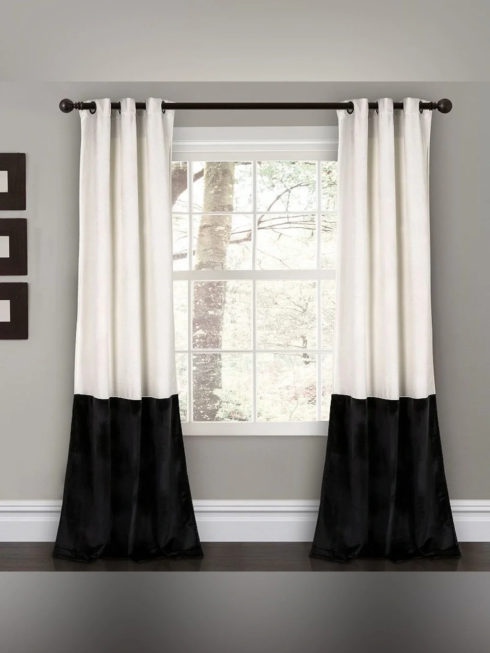 Lush Decor Prima Velvet Color Block Room Darkening Window Curtains - 38x84 TWO